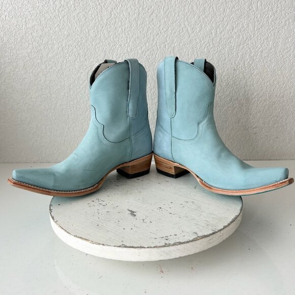 Lane EMMA JANE Womens Cowboy Bootie 8 Western Blue Cowgirl Short Boots Snip Toe - Picture 7 of 9